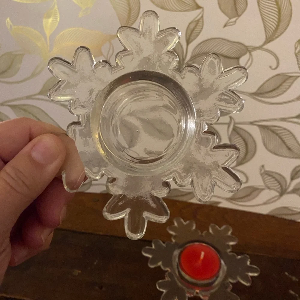 Crate&Barrel Winter Snowflake Tealight Holders